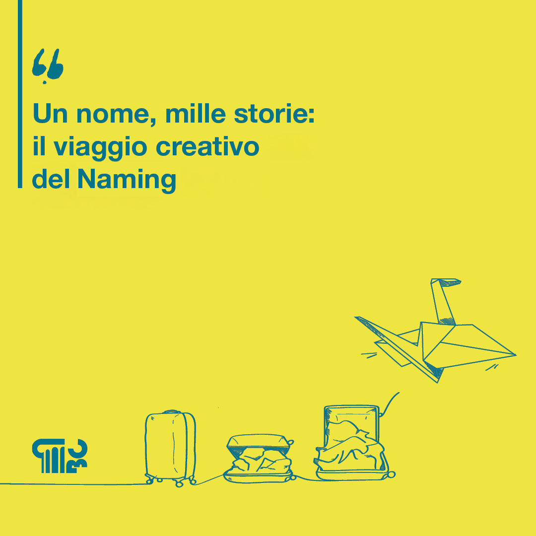 Illustrazione rappresentativa dello sviluppo del naming, fondamentale nella creazione dell'identità aziendale.