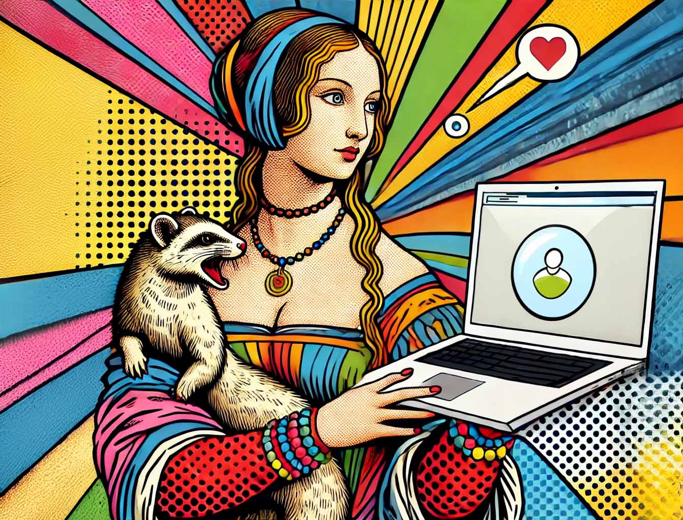 La ragazza con l'ermellino in stile pop art. Rappresenta una strategia di comunicazione vincente